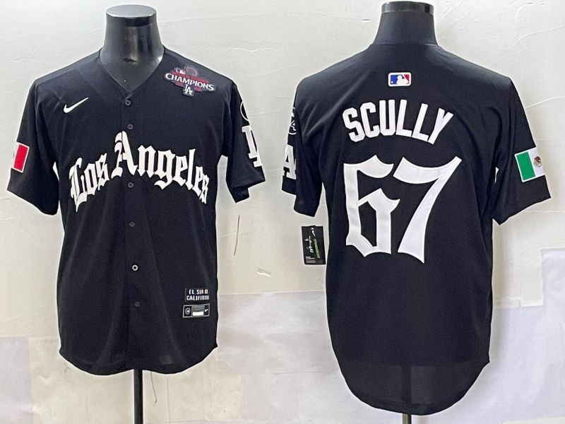 Men 2025 Los Angeles Dodgers #67 Scully Black Five generations Joint Name Nike MLB Jersey style 7->boston red sox->MLB Jersey